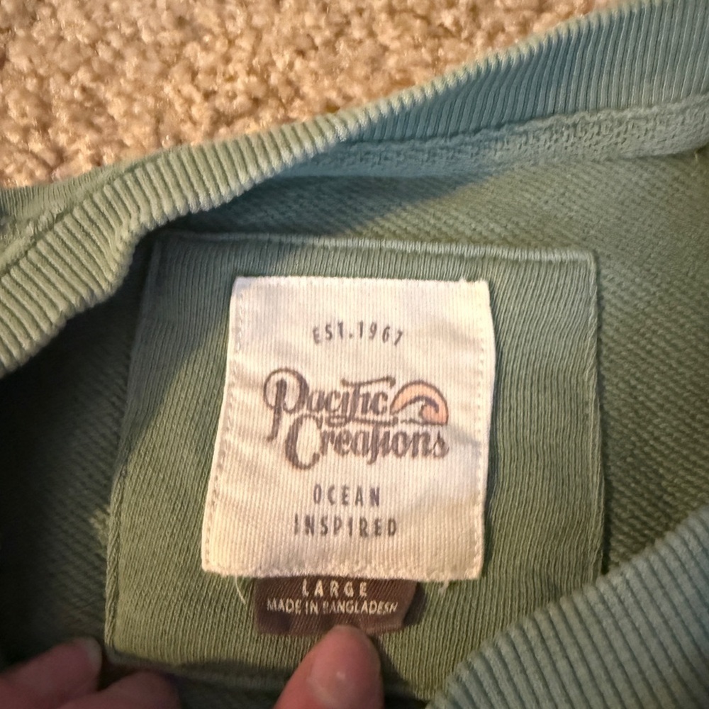 Stylish Green Crew Neck Sweatshirt - Picture 5 of 7